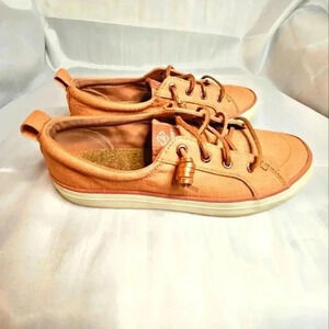 Sperry Crest Vide canvas boat shoes with cork insoles.